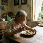 lansia makan sendirian
