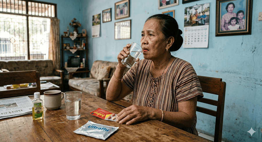 Lansia memilih obat warung
