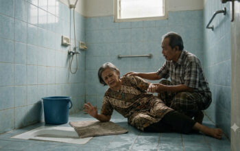 lansia jatuh di kamar mandi