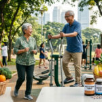 Suplemen untuk lansia berupa vitamin dan mineral untuk mendukung kesehatan tulang dan tubuh